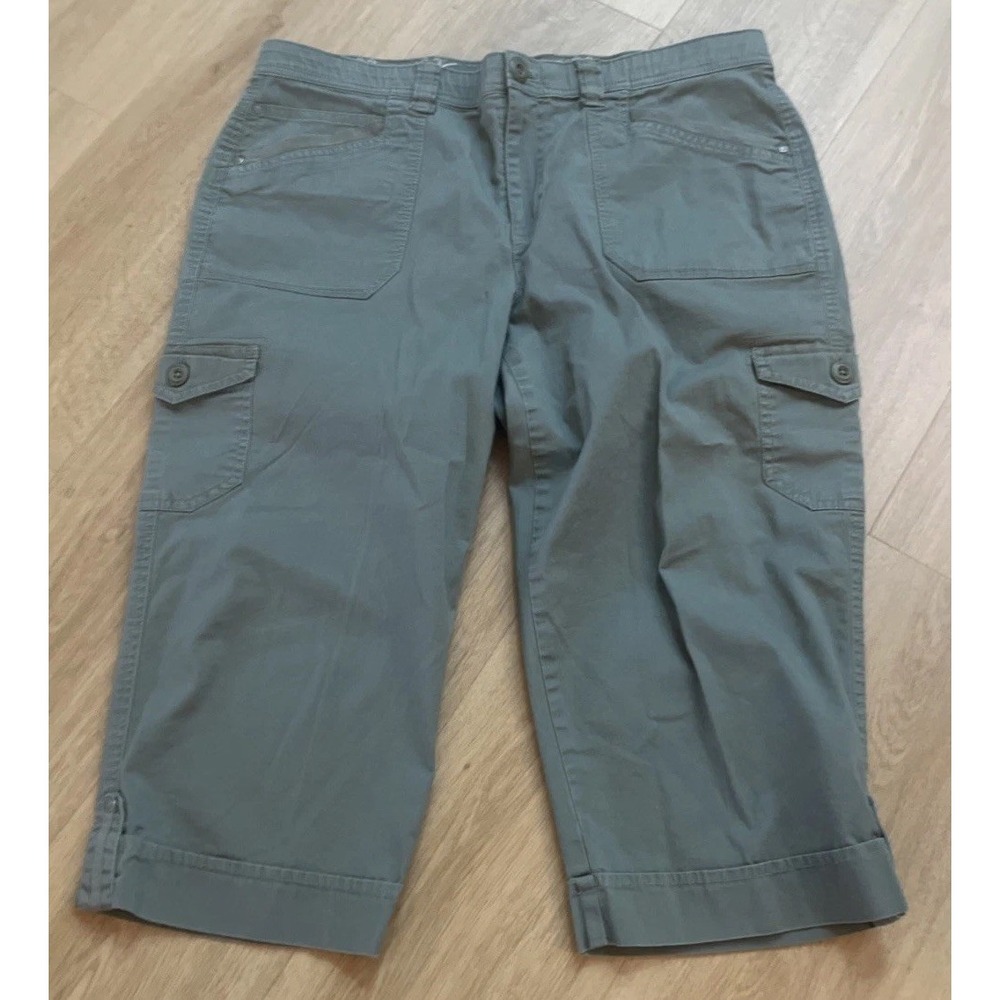 Gloria Vanderbilt Cargo Capris Women's Size 14 Green
